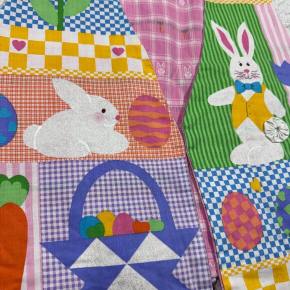 Easter Bunny Womens Handcrafted Reversible Novelty Vest Medium Multicolor Cotton - Picture 2 of 7